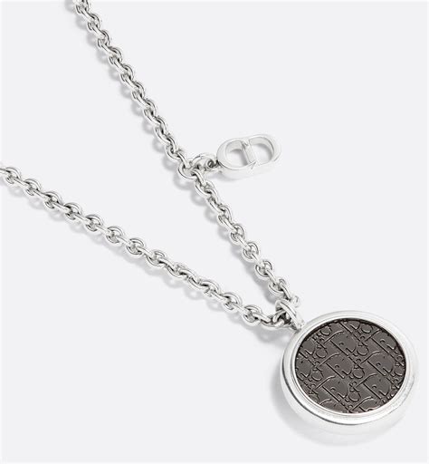 collier pendentif dior oblique|Collier pendentif Dior Oblique Laiton argenté et doré.